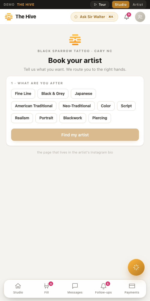 Booking a session inside a multi-session project