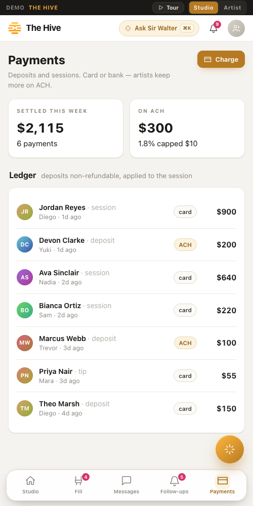 Taking a deposit on card or bank